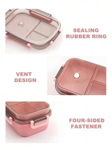 1pc 2 Layer Compartment Lunch Box, School Lunch Box With Fork And Spoon,Food Containers For Women & Men, Students,Set Of Utensil , Bento Lunch Box, Microwavable,Food Container(Pink),Back To School Christmas For Holiday Gift Giving