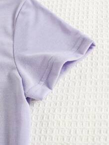 Young Girls Casual Mother And Daughter Back Print Short Sleeve Summer T-Shirt Mommy And Me Matching Outfits (2 Pieces Are Sold Separately) - Mauve Purple - View 5