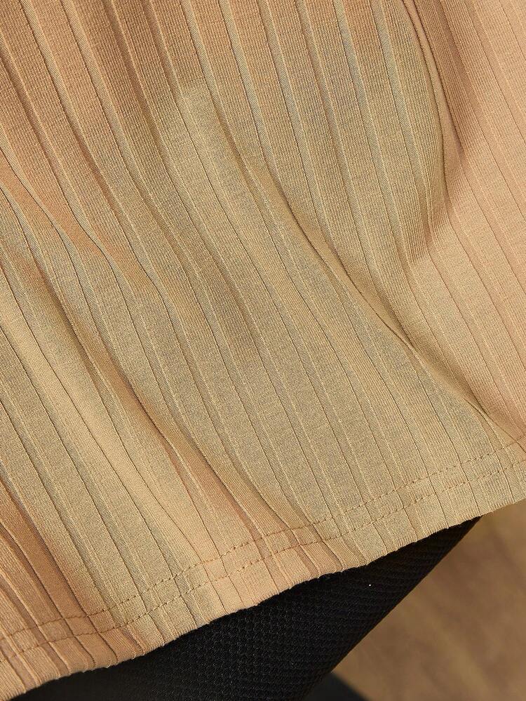 Young Boy Simple Leisure Loose Knit Ribbed T-Shirt Shorts Home Wear Set