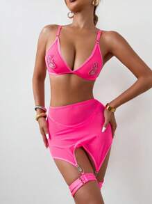 Classic Sexy 女士性感內衣套裝，配有狗狗裝飾物