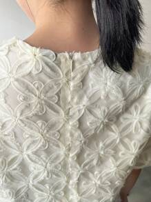 FRIFUL 女士夏季短袖圆领泡泡袖直筒优雅长裙太阳裙