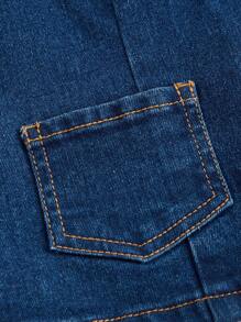 SHEIN MOD Của phụ nữ Túi đôi Mặt trước Có nút Dây Tops Denim Cho mùa hè - Rửa tối - Xem 3