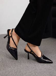 CUCCOO BIZCHIC Women's Pointed Toe High Heels Stiletto Pumps, Hollow Out Design Elegant Basics Business Casual Business Chic Halloween - Black - View 4