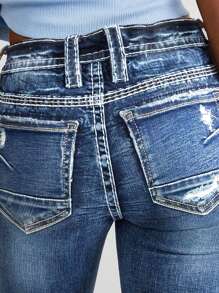 Women's Fashion Versatile Distressed Skinny Flare Jeans