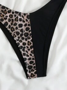 Glamine Set de 2 piezas Bikini bandeau con estampado de leopardo en contraste para mujeres, estampado aleatorio de verano - Multicolor - Ver 5