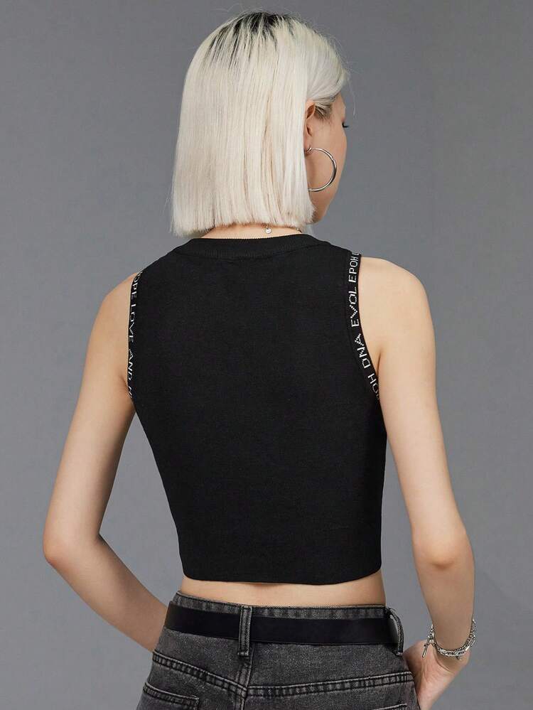 Basic Knit Tight Crop Top For Streetstyle And Casual Wear