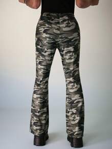 FeverCity 男士休閒印花迷彩修身喇叭褲