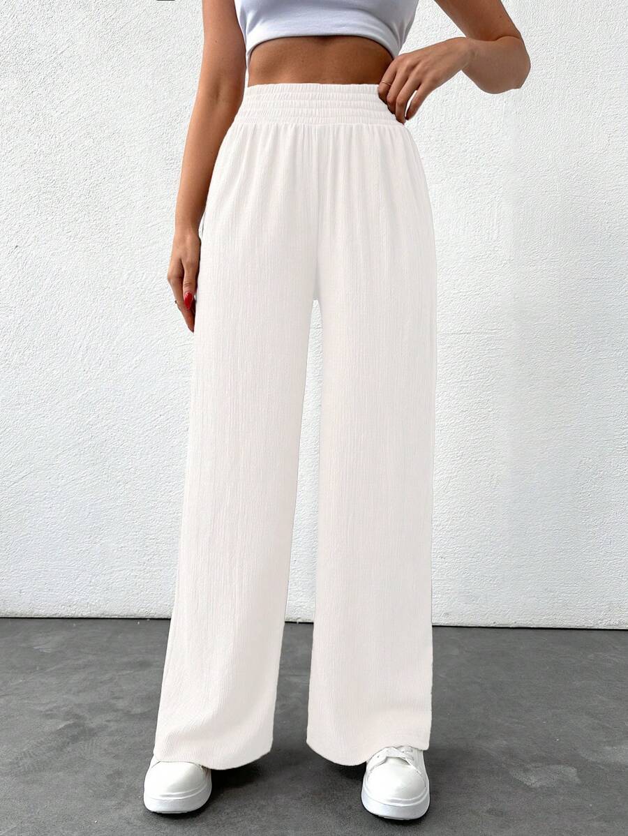 EURMUSE Women Beige Comfy Comfort Relaxed Relax Fit Pant - White - View 1