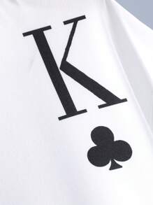 Teen Boy's Black Spades Print Short Sleeve T-Shirt And Shorts Set, School, Campus, College