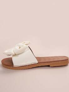 蝴蝶结拖鞋 女士时尚防滑蝴蝶结沙滩凉鞋 适合户外活动 - 杏色 - 查看 4