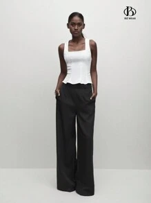 BizChic Women's Basic Square Neck Wide Strap Fitted Camisole, Urban Commute Office Business Casual Wear, Party & Gathering Outfit - White - View 1