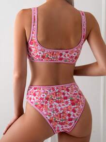 Swim Mod Bộ bikini miễn phí in dây Ditsy cho bãi biển mùa hè với hình in ngẫu nhiên - Nhiều màu - Xem 2