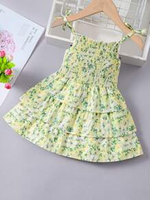 Baby Girl Floral Tie-Front Vacation Dress For Spring/Summer - Multicolor - View 2