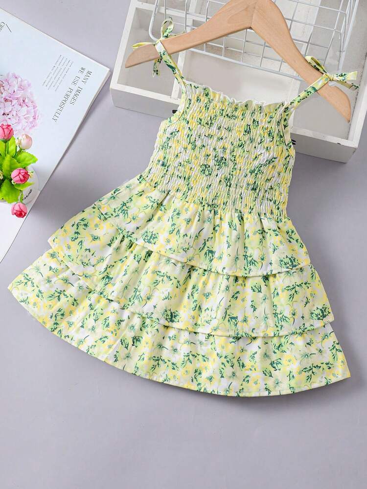 Baby Girl Floral Tie-Front Vacation Dress For Spring/Summer