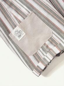 Cozy Pixies Baby Boy Solid Knitted Soft Round-Neck Short Sleeve Pullover Top And Colorful Straps Romper 2-Piece Set - White - View 3