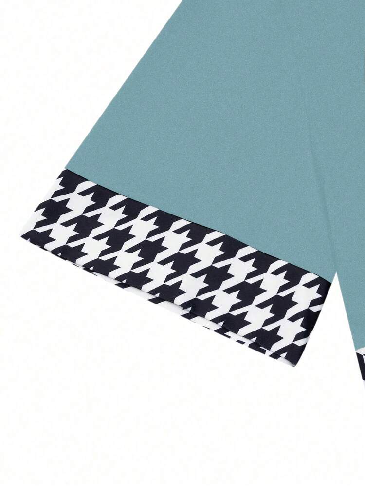 EMERY ROSE 大尺碼女裝夏季修身優雅拼接大腳骨短袖連衣裙 - 霧霾藍 - 查看 5