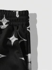 Manfinity Homme Nam Dây Rút Chữ Thập Và Ngôi Sao In Quần Bó Sát Thông Thường Xếp Chồng Quần Jogger Đồ Họa Đầy Màu Sắc Đô Thị Thời Trang Rapper - màu đen - Xem 5