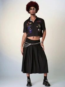 FeverCity Camisa de manga corta para hombre con impresión colorida aleatoria - Negro - Ver 4