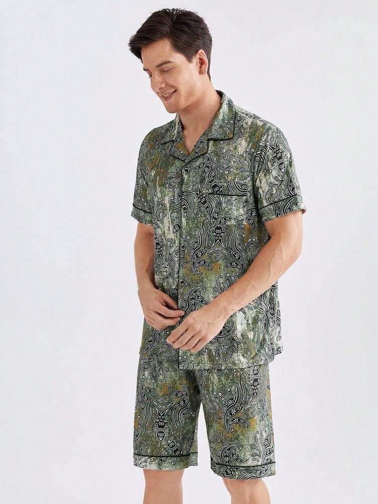 Men Fashionable Paisley Printed Comfortable Casual Homewear Set
