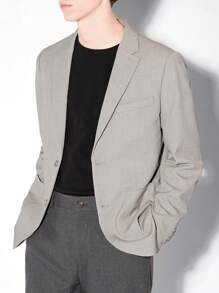 AKNOTIC Business Casual Uomo Giacca blazer in lana lyocell a manica lunga con rever notch per il tempo libero, facile da curare