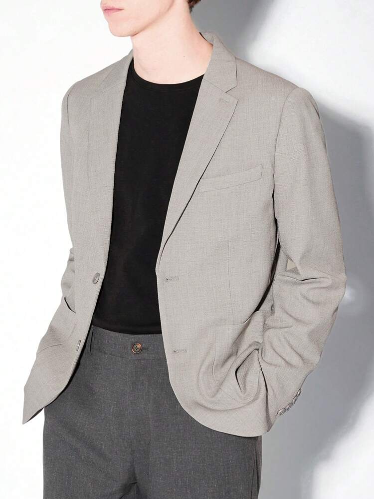 Men Easy-Care Lapel Long Sleeve Woven Blazer Jacket For Casual, For Fall Winter