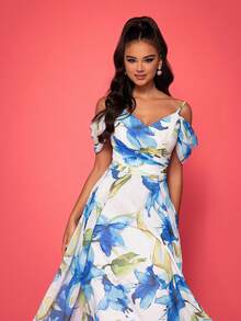 New Arrivals Chiffon Luxury Unique Elegant Cocktail Party Evening Dress - Baby Blue - View 6