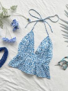 Soleia 雙色花卉印花V領無袖休閒上衣