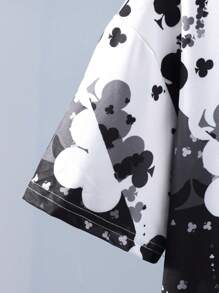 Teen Boy's Black Spades Print Short Sleeve T-Shirt And Shorts Set, School, Campus, College