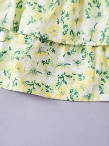 Baby Girl Floral Tie-Front Vacation Dress For Spring/Summer - Multicolor - View 3