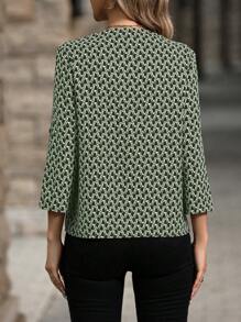 EMERY ROSE 女款夏季時尚寬鬆 V 領全身印花襯衫,百搭