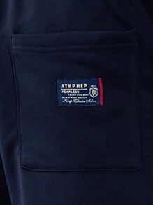 Manfinity VCAY Pantalones cortos casuales para hombres con cintura con cordón y estampado de letras, verano, de vuelta al colegio