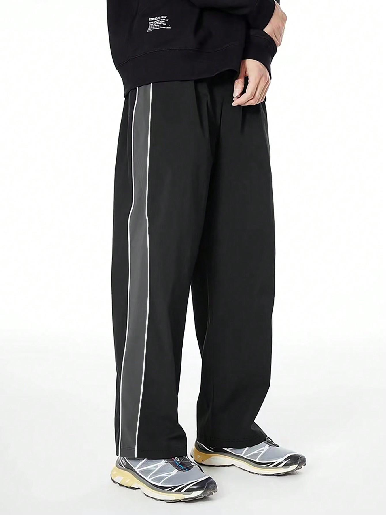 Manfinity Dauomo Men Color-Block Straight Leg Loose Fit Casual Pants For Daily Wear