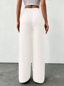 EURMUSE Women Beige Comfy Comfort Relaxed Relax Fit Pant - White - View 2