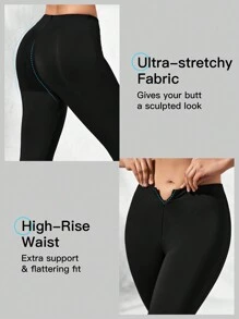 SHEIN Sport Studio Pantalones deportivos acampanados de cintura baja y ajustados de unicolor