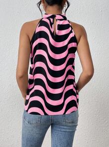 SHEIN Unity Top de mujer con diseño de hombros descubiertos y estampados coloridos aleatorios - Rosa - Ver 2