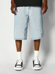 SUMWON Washed Denim Jort - Blue - View 3