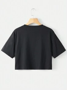 INAWLY 女性時尚純色140g短上衣，露腰T恤