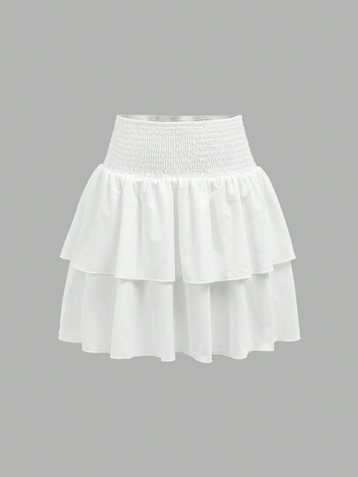 Sweetra Young Teen Girl Cable Knit Layered Tulle Skirt, Casual