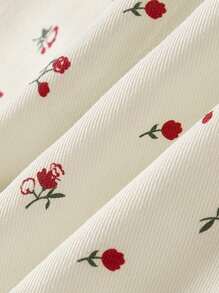 Cozy Pixies Ensemble de 2 pièces pour bébé fille, Haut tricoté à col rond et à manches courtes douces unicolore & Barboteuse imprimée florale à bretelles - Rose bonbon - Voir 10