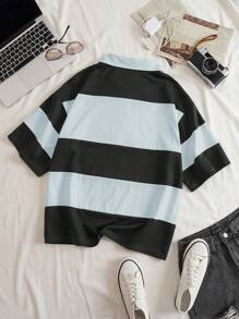 SHEIN EZwear Áo thun nữ Dây kéo Khối Màu Lá thư Giải trí - Nhiều màu - Xem 2