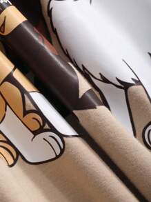 DAZY Cartoon Animal Print Round Neck Simple Loose Sleep Dress - Khaki - View 9