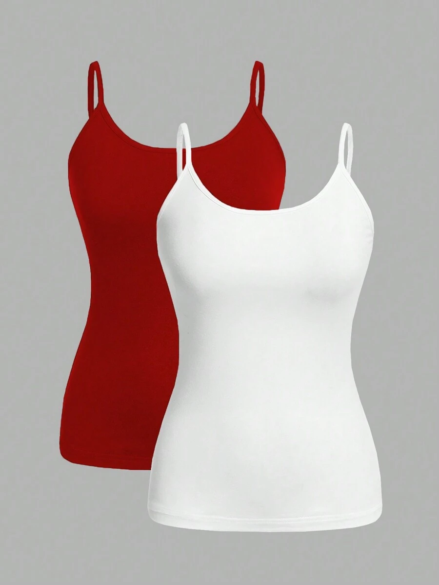 SHEIN EZwear 2入組夏季休閒修身款女士背心 - 彩色 - 查看 1