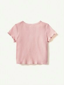Cozy Pixies Ensemble de 2 pièces pour bébé fille, Haut tricoté à col rond et à manches courtes douces unicolore & Barboteuse imprimée florale à bretelles - Rose bonbon - Voir 7
