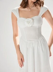 Enchnt Summer Romantic Party White Long Dress - White - View 7