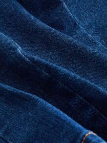 SHEIN MOD Của phụ nữ Túi đôi Mặt trước Có nút Dây Tops Denim Cho mùa hè - Rửa tối - Xem 4