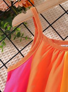SHEIN Young Girl Colorblock Cami Dress - Multicolor - View 9