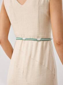MOTF PREMIUM 1PC WOMEN'S BOHEMIAN STYLE WOVEN GREEN & WHITE BELT, SUITABLE FOR VACATION - Multicolor - View 6