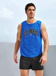 Manfinity Sport Corelite Boyfriend Style Men Casual Loose Sports Tank Top With Letter Print Workout Tops