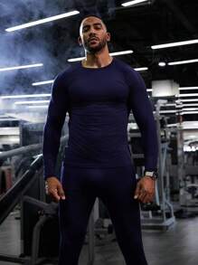 Gym Rark Conjunto deportivo de hombre estilo novio con top de compresión de cuello redondo de unicolor y manga larga, y pantalones largos - Conjunto de gimnasio y entrenamiento - azul real - Ver 1