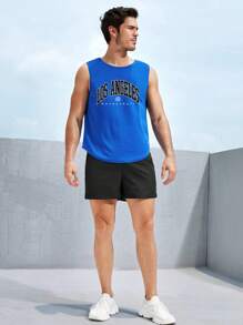 Manfinity Sport Corelite Boyfriend Style Men Casual Loose Sports Tank Top With Letter Print Workout Tops